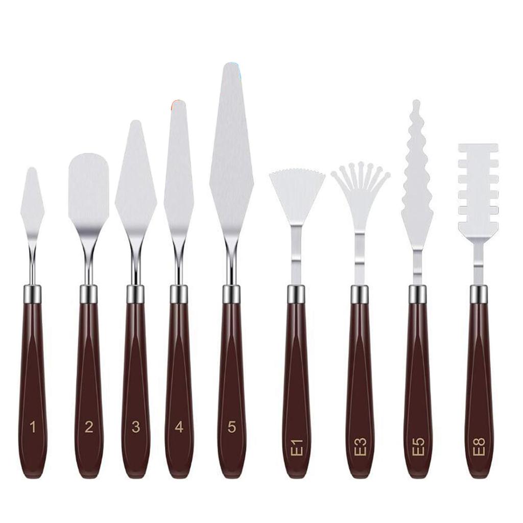 Набор из 9 мастихинов, акриловый нож для рисования, набор шпателей из нержавеющей стали для художников, акварельная живопись маслом