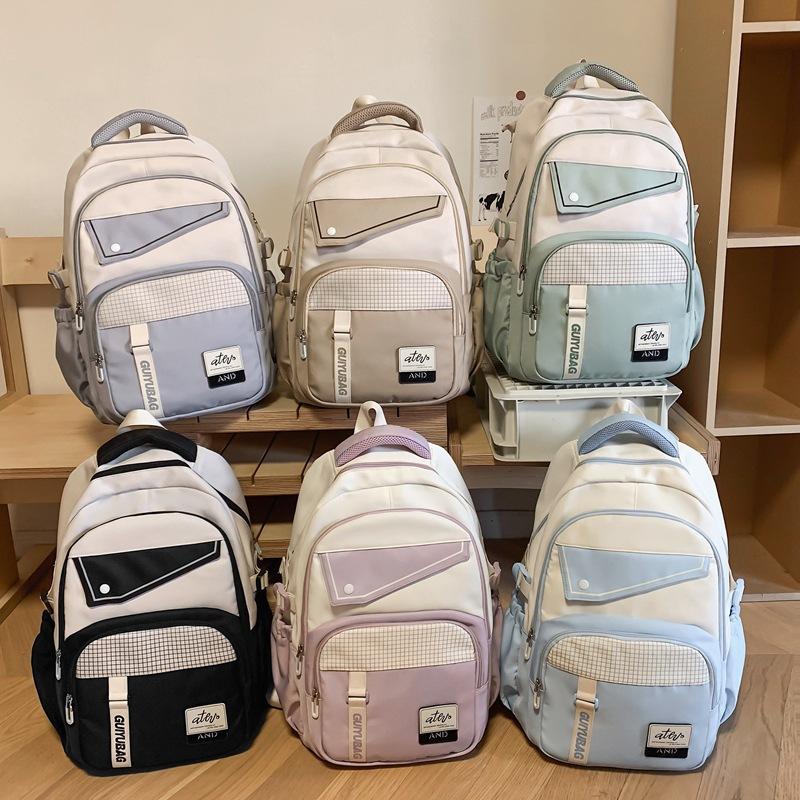Цветной блок школьный рюкзак для школьников большой емкости рюкзак для пар женский рюкзак мужской дорожный рюкзак