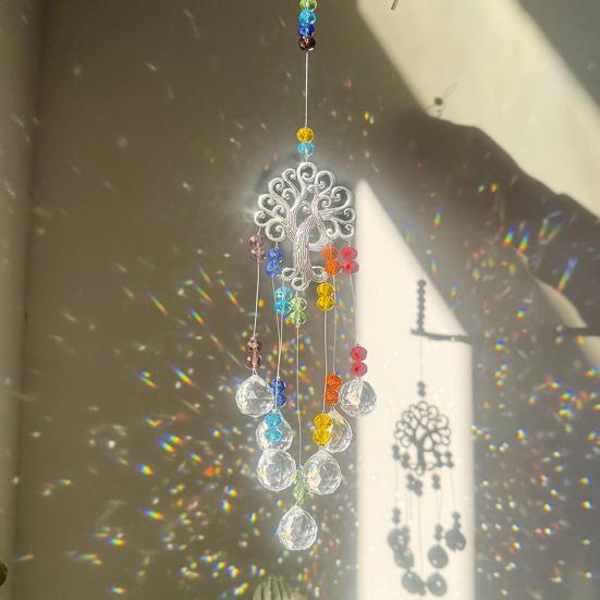 Дерево Жизни Искусственный Кристалл Ловец Солнечного Света Украшение В помещении На улице Дерево из Натурального Камня Подвеска для Окна Орнамент Создатель Радуги