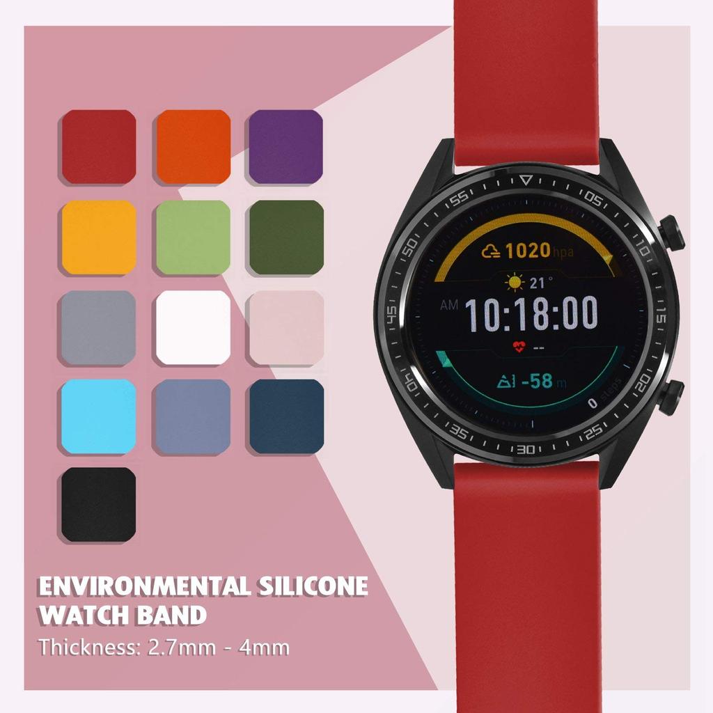 Rubber Strap Silicone 24mm Waterproof Watch Replacement Strap Quick Release Rubber Watch Band Buckle [WOCCI] Red/Black