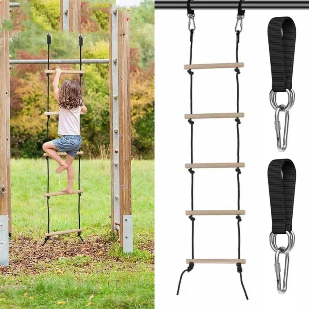 Wooden Children Climbing Rope with Platforms Swing Chair for Kids  Playground Equipment
