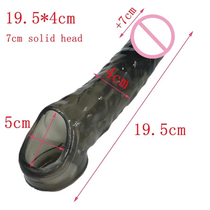Penis Sleeve Reusable Condoms Delay Ejaculation Penis Extend 7CM Cock Rings Crystal Dick Sleeve Sex Toys For Men Intimate Goods