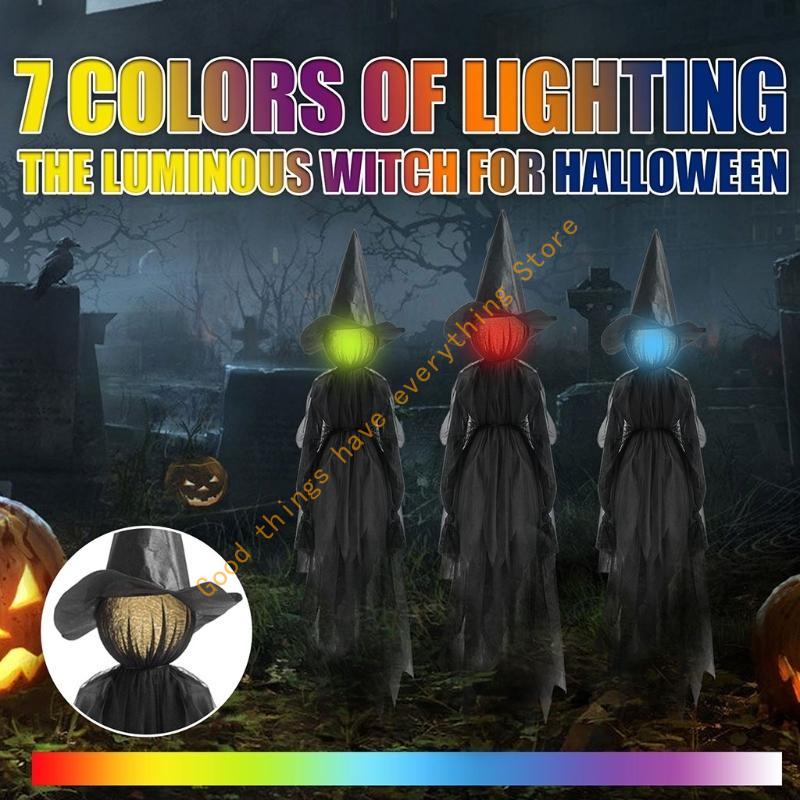 Halloween Decorations Outdoor Large Light Up Holding Hands Screaming Witches Scary Decor for Home Outside Yard Lawn Garden 55KF