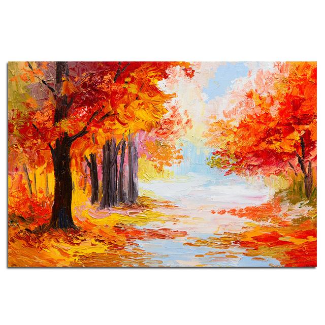 Картина маслом на холсте, художественные постеры и принты, красочные картины с древесными растениями, настенные картины для дома, украшение для гостиной, без рамки