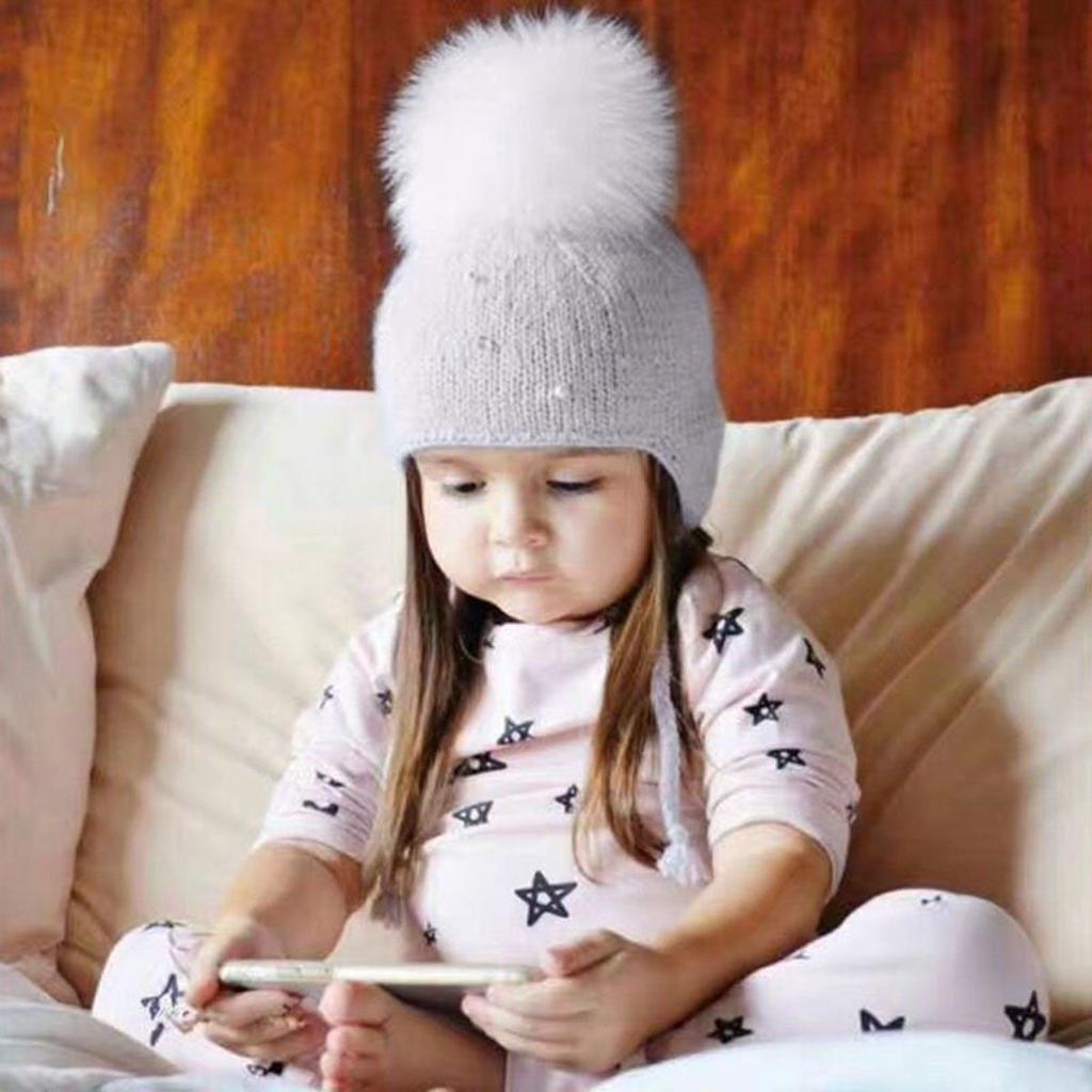 Newborn Infant Kids Baby Boy Girls Cute Pearl Hats Hair Ball Earbud Pearl Crochet Winter Warm Knit Hats Cap