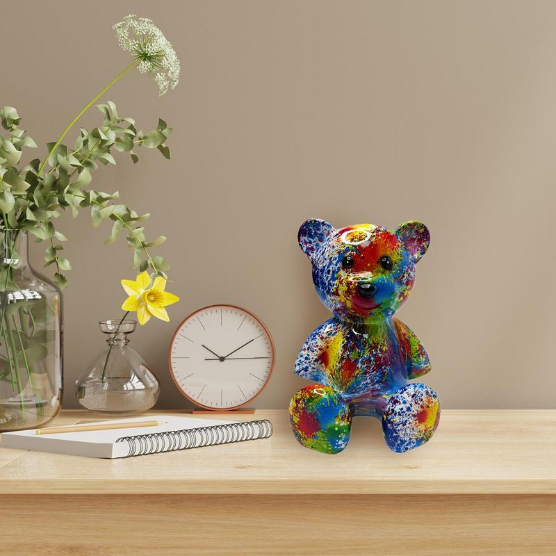 Desk Statue Resin Sitting Bear Sculpture Trendy Miniature Doll Home Decoration For Garden Holiday Furnishing Dorm Cabinet