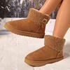Fashion Buckle Decor Women's Platform Snow Boots 2025 Winter Non Slip Warm Plush Ankle Boots Women Comfort Slip On Cotton Shoes Woman