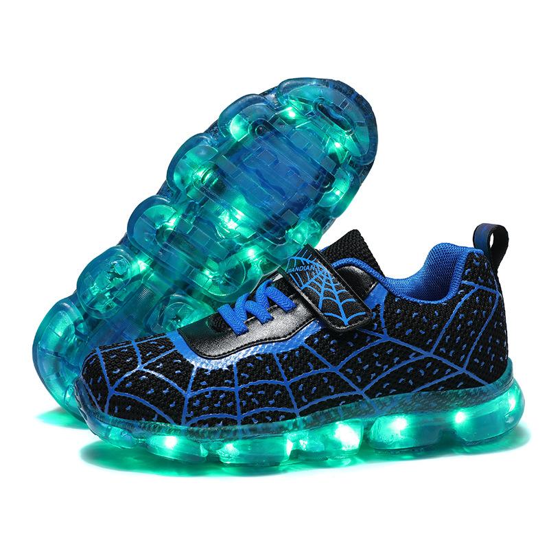 Children's Luminous Shoes USB Charging LED Light Shoes Spider Marquee Classmates Men's and Women's Sports Shoes