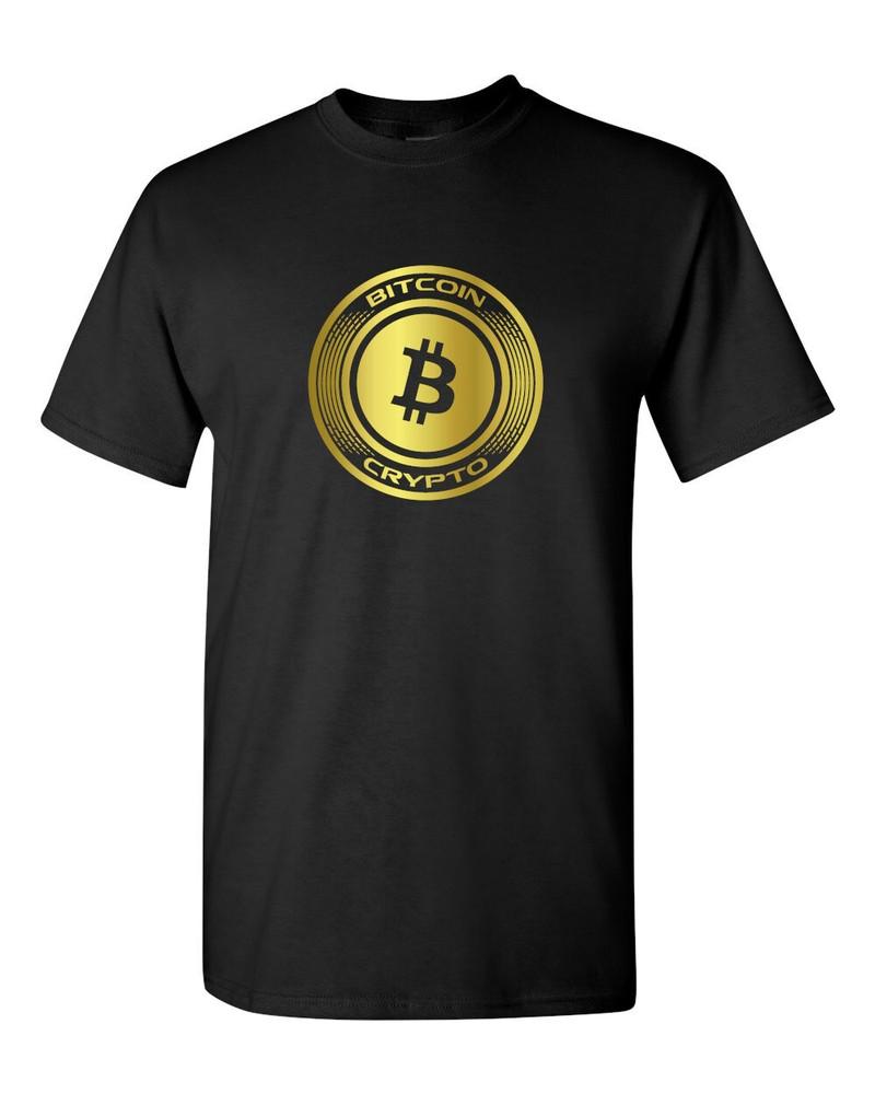 Bitcoin - Футболка Криптовалюта Золотая Монета - Хлопок/Полиэстер Короткий Рукав Унисекс Футболка