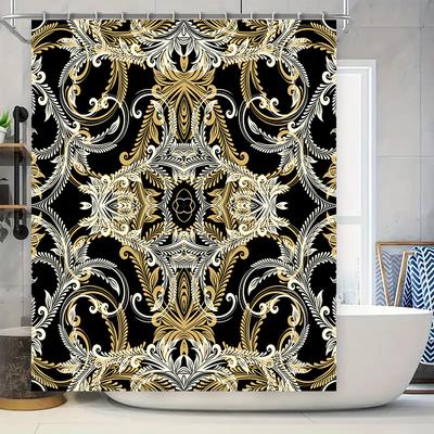 Золотая барочная шторка для душа, роскошная винтажная декоративная, коврик для ванной комнаты, водонепроницаемая тканевая печать, украшение для дома, аксессуары для ванной комнаты