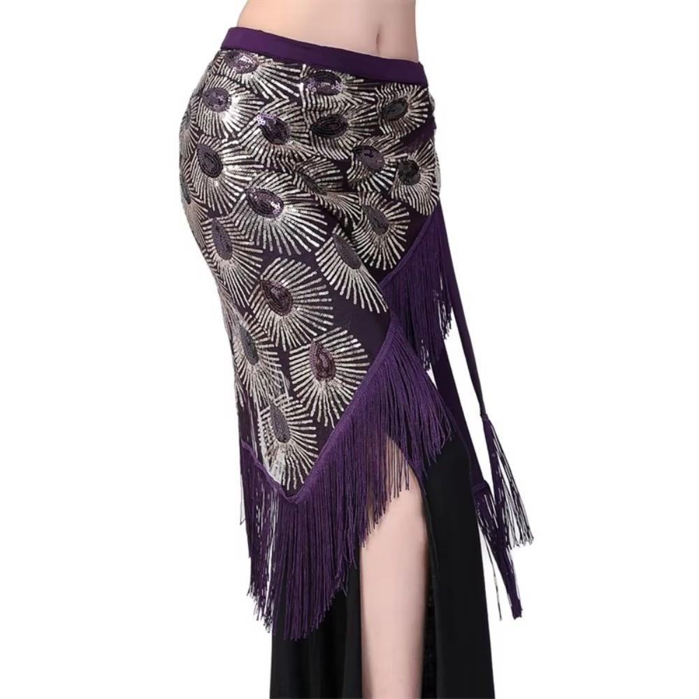 Long Fringes Dance Waist Wrap Triangle Women Wrap Skirt Belly Dance Hip Scarf Dance Practice