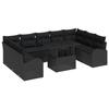 VidaXL Ensemble de canapé de jardin 10 pièces avec coussins noirs en rotin poly 3348709