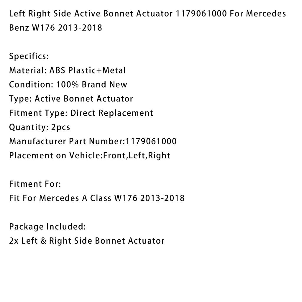Left Right Side Active Bonnet Actuator 1179061000 For Benz W176 2013-2018