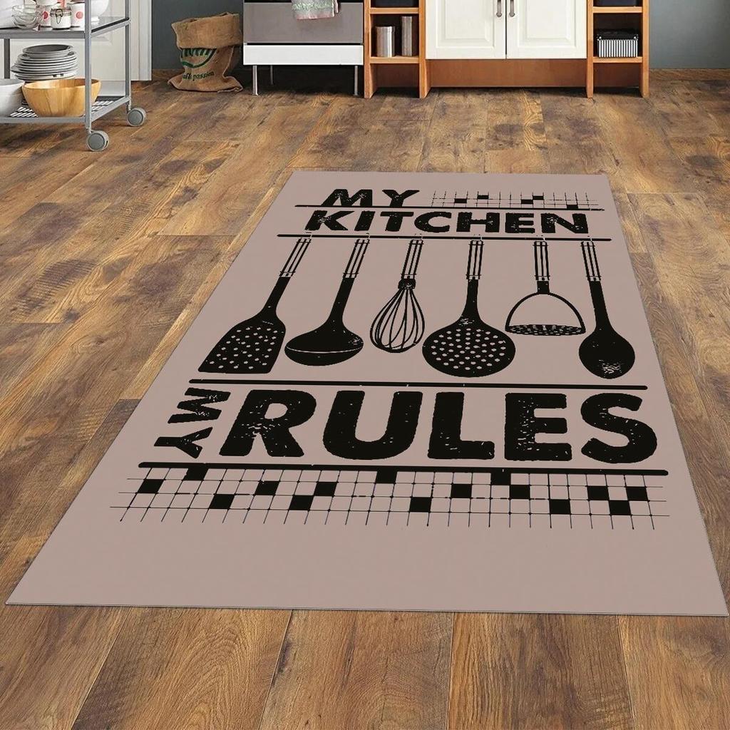 Epeddler Home Modern My Kitchen My Rules Digital Printing Non-Slip Dot Base New Generation Living Room, Kitchen, Hallway Carpet and Runner