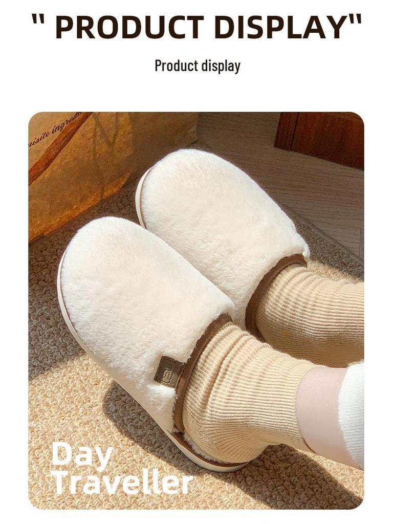 Soft Cotton Plush Winter Slippers: Warm, Non-Slip Indoor Footwear for Couples