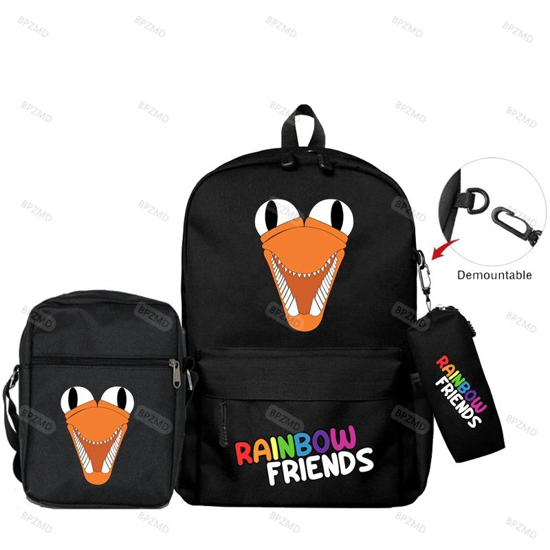 3 шт./компл., оригинальные рюкзаки с радужными друзьями для мальчиков и девочек, школьный рюкзак большой емкости, игровой рюкзак, сумка-пенал