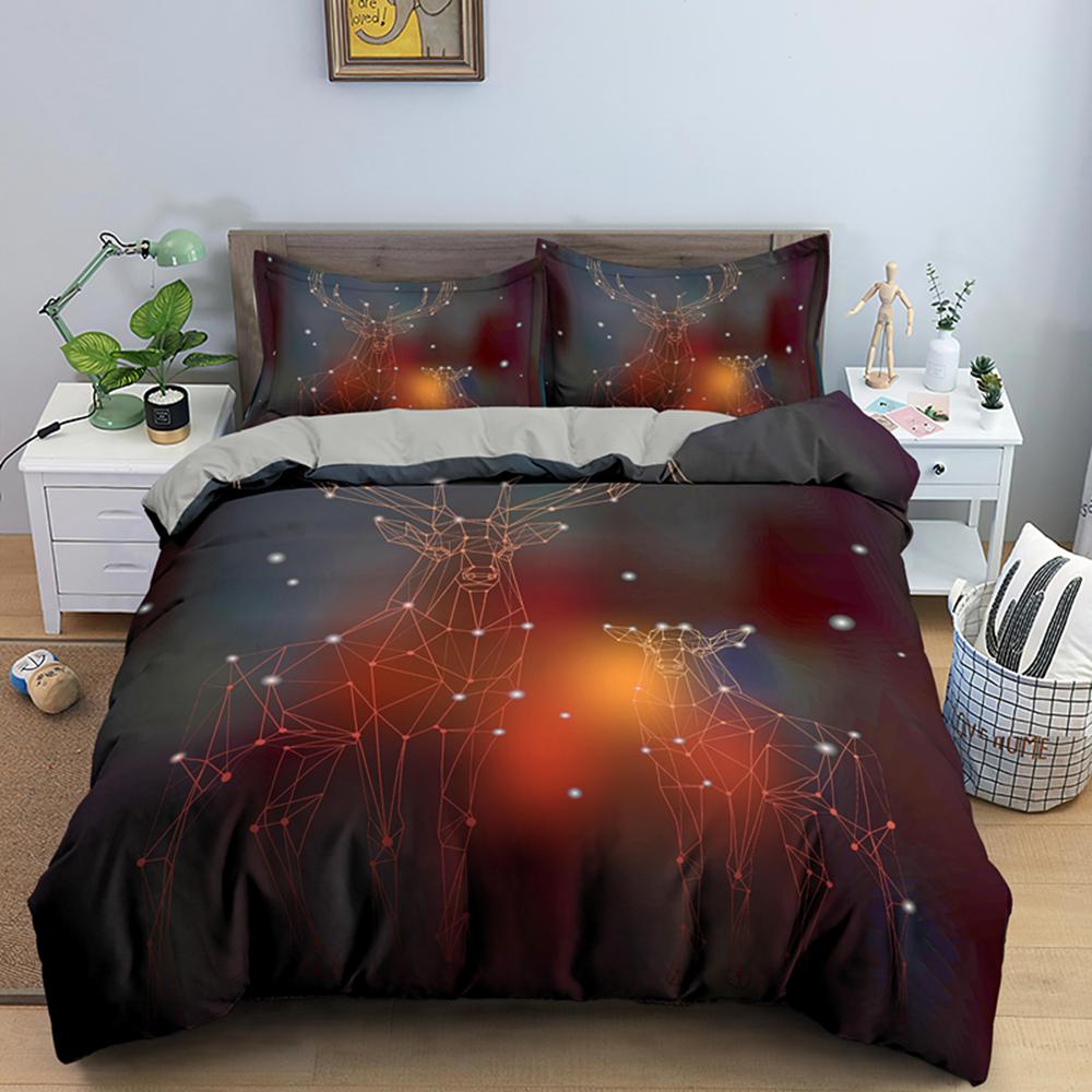 3D Galaxy King Queen Пододеяльник Звездное небо Постельное белье Вселенная Пододеяльник Космос Мягкий 2/3 шт. Покрывало Темно-синий