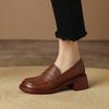 New Fashion  Genuine Leather Women Shoes Casual Slip -On Loafers Comfortable Pumps Platform Shoes Round Toe Heels Shoes Woman