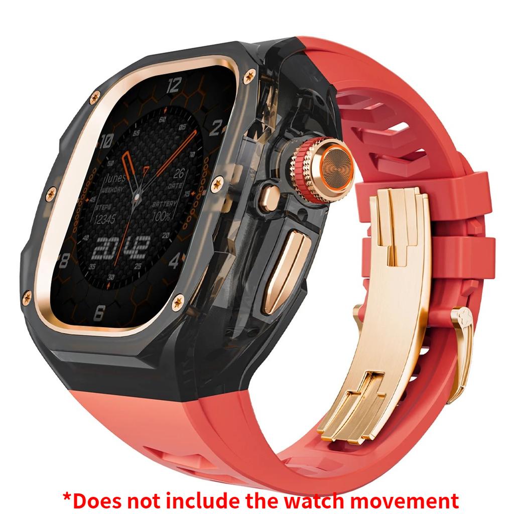 Роскошный мод-комплект для Apple watch Ultra 3/2/1 49 мм Спортивный резиновый ремешок+чехол для Iwatch ultra 49 мм Прозрачный ледяной чехол Комплект для переделки