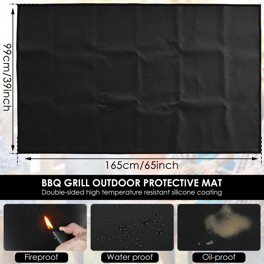 Under Grill Mat for Outdoor Grill,Double-Sided Fireproof Grill Pad Oil-Proof Waterproof BBQ Protector Fireplace/Fire Pit Mat