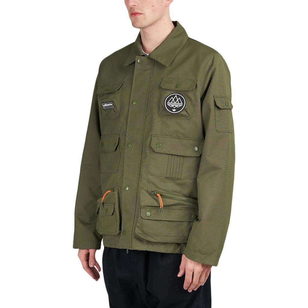 Adidas Originals X Spezial Co-Brand Logo Patch Multi-Pocket Utility Jacket Men Jackets Military-Green HS4162