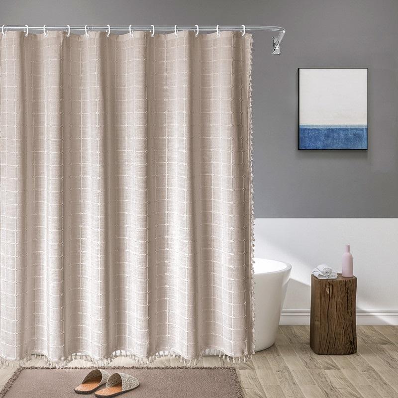 7.5cm Square Tassel Shower Curtain Home Bathroom Square Partition Curtains Waterproof Shower Curtains