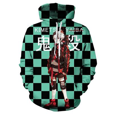 Худи в стиле Techwear с Танджиро Камадо из Клинок, рассекающий демонов (Kimetsu no Yaiba) Клетчатый фон 3D-печать Толстовка с капюшоном