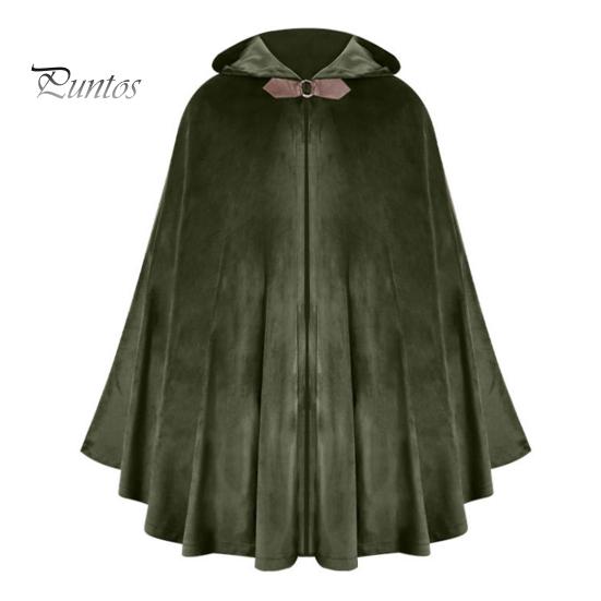 Плащ на Хэллоуин, шаль с капюшоном, стильный дизайн, накидка с пряжкой, однотонный длинный халат в средневековом стиле, костюм для косплея