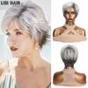 Синтетические смешанные серые черные парики Короткие прямые натуральные парики Термостойкий парик для женской одежды