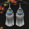 Hand-embroidered Miao Silver Earrings Retro Long Fringed Miao Old Embroidery Piece Women's Earrings