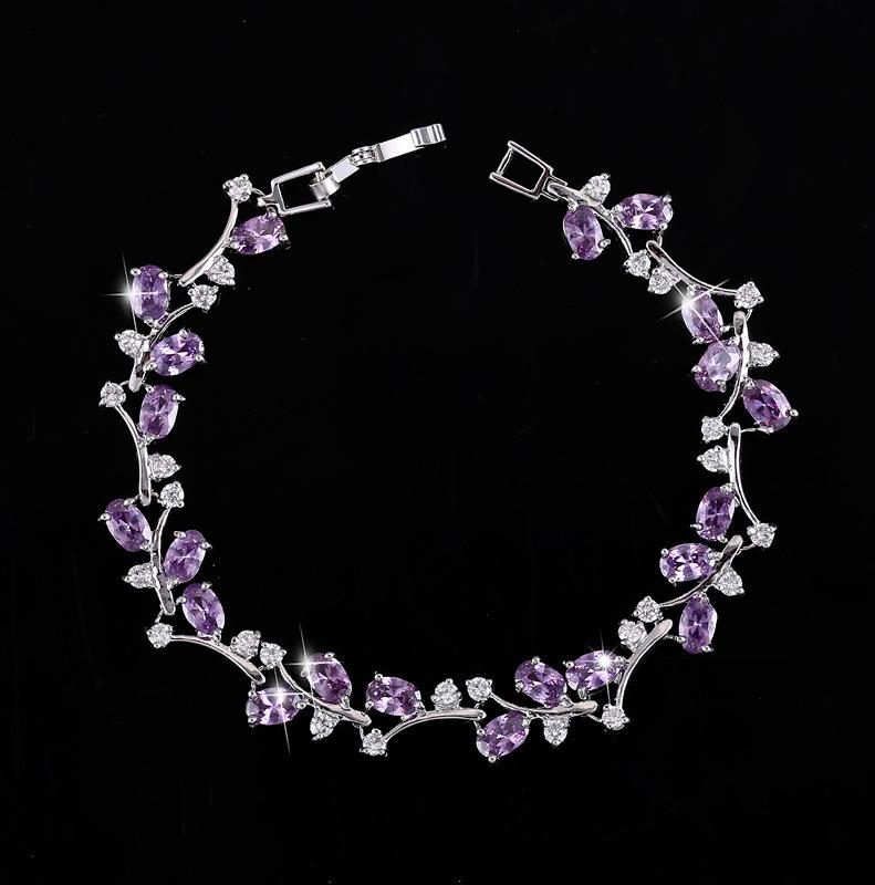 Корейская мода 18K Позолоченный белым золотом циркониевый браслет для женщин