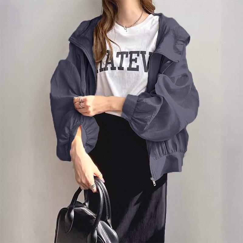 Японский стиль однотонный тонкий солнцезащитный крем новая модная легкая одежда с капюшоном для защиты от солнца для женщин