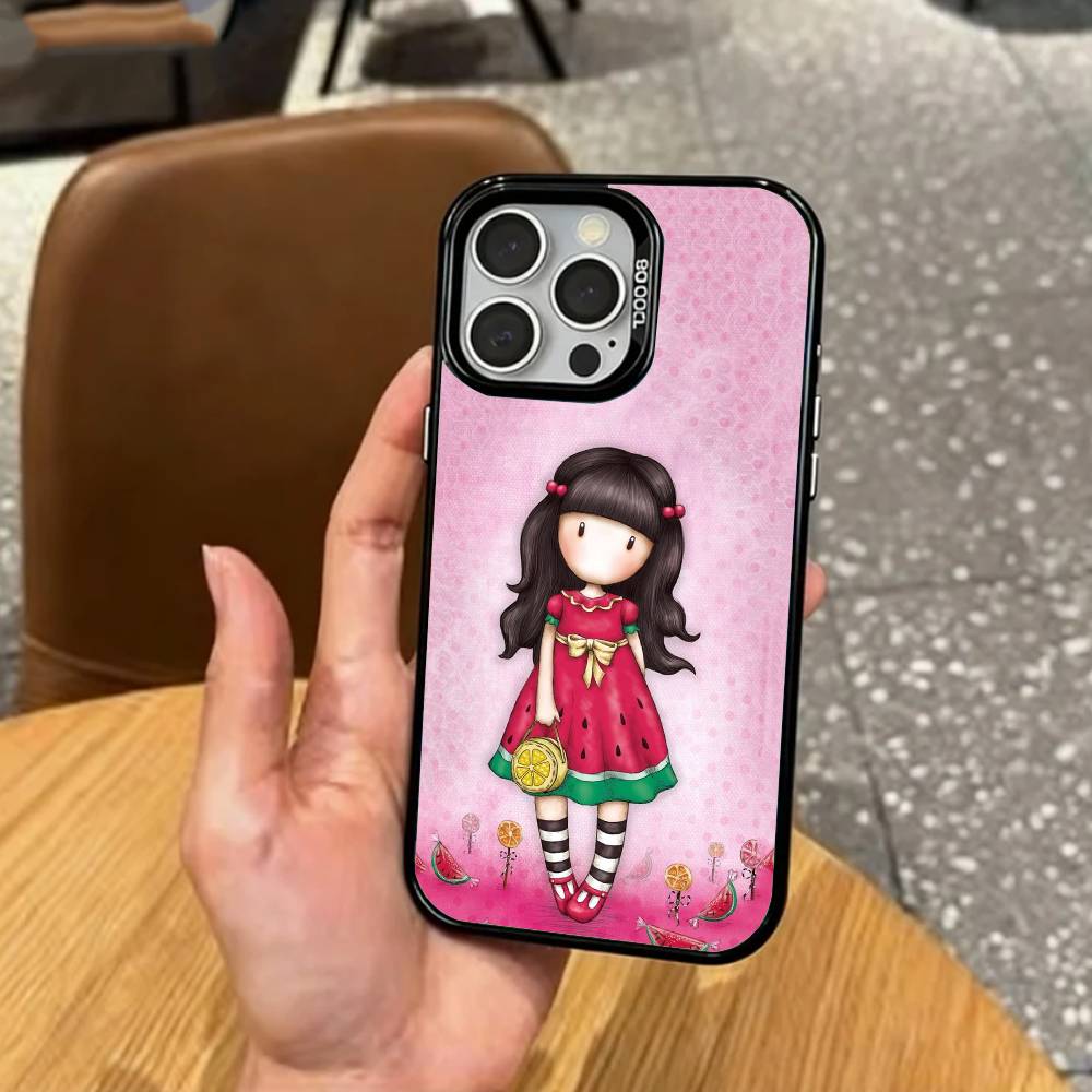 Прекрасная серия S-Santoro G-Gorjuss Чехол для телефона для iPhone17,16,15,14,13,12,11 Plus,Pro Max Цветной Посеребренный Внутренний Чехол