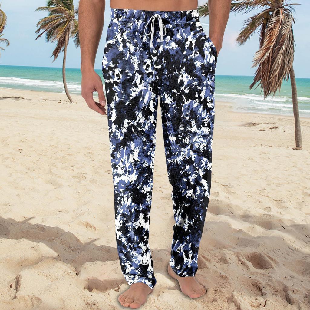 Мужские трикотажные модные повседневные брюки с напечатанным карманом, пижамные брюки