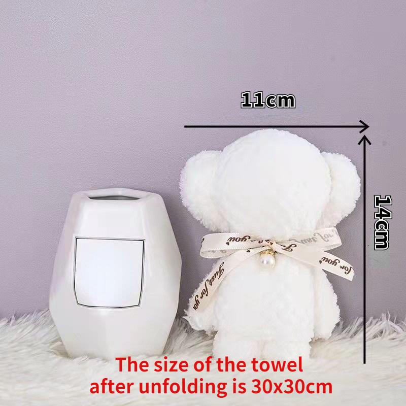 1 шт., милое коралловое бархатное полотенце с изображением медведя, квадратное полотенце для праздника, дня рождения, свадьбы, дня Святого Валентина, сувенир, подарок, бытовая тряпка для мытья посуды