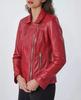 Handmade Women's Red Stylish Genuine Lambskin Soft Leather Designer Biker Jacket