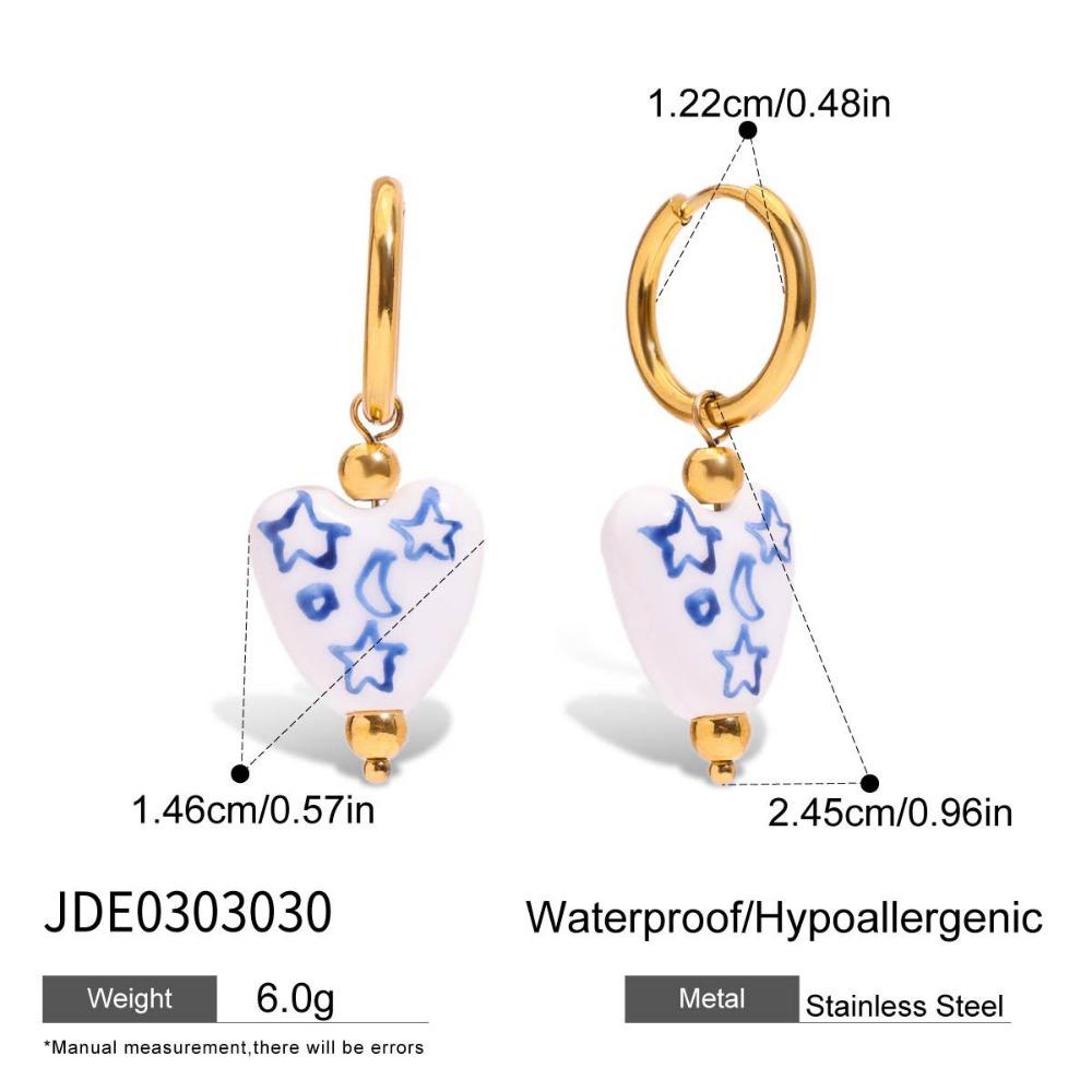 Stainless Steel Ceramic Ear Buckle Dripping Oil Gold Hoop Earrings Party