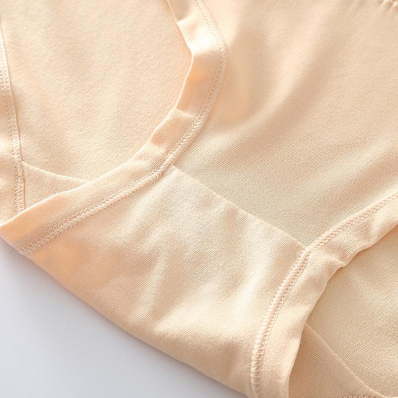 Fattened Plus Size Panties Breathable Lace Edge Solid Color Briefs High Waist