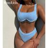New Sexy Mid Waist Underwired Padded Bikini Women Swimwear Female Swimsuit Two-pieces Bikini Set Bather Bathing Suit Swim