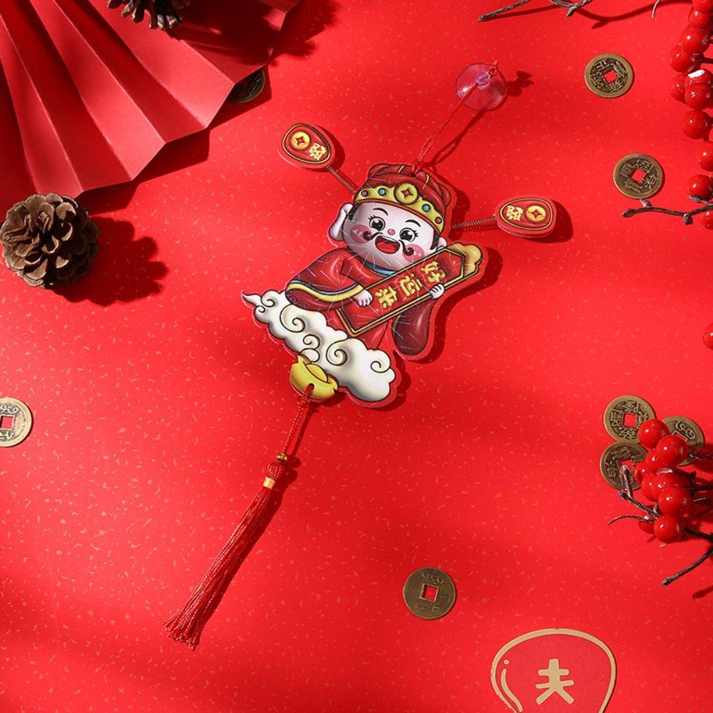 Cute Chinese God of Wealth Fridge Magnets Traditional Festive Snake Year Hanging Pendent Spring Ears Cartoon