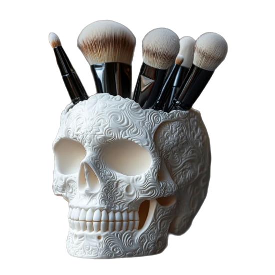 Подставка для кистей для макияжа в форме черепа, большой вместимости, контейнер для кистей для макияжа, прочная смола