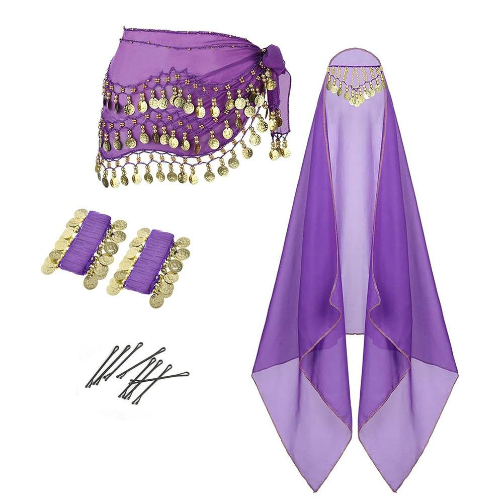 Coin Wrist Bracelets Women's Belly Dance Outfits Dance Costume Set Stage Performances