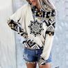 Women's Aztec Hoodie Geometric Pattern Long Sleeve Colour Block Pullover Drawstring Sweatshirt
