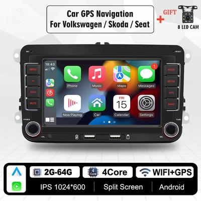 Новый 2 Din автомобильный радиоприемник Android мультимедийный плеер Carplay Auto для VW Volkswagen Golf Polo Tiguan Passat b7 b6 SEAT leon Skoda Octavia 2 + 64 ГБ