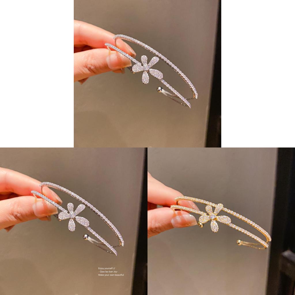 Элегантный двухслойный браслет-цветок с цирконами и кубическим сплавом для модной повседневной носки