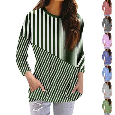 Женская модная повседневная футболка с карманом и круглым вырезом с рукавами 3/4 и топом