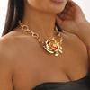 Big Exaggerated Flower Necklace Coarse Neck Chain Wedding Metal Rose Necklace  Birthday
