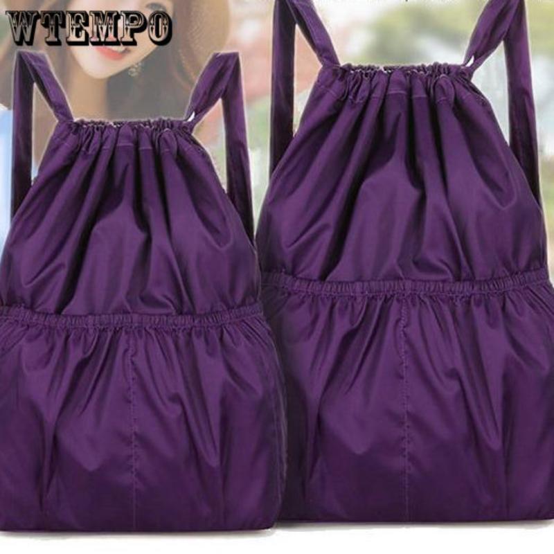 Drawstring Backpack Waterproof Lightweight Fitness Women's Drawstring Shopping Bag Folding Travel Sport Simple Backpack