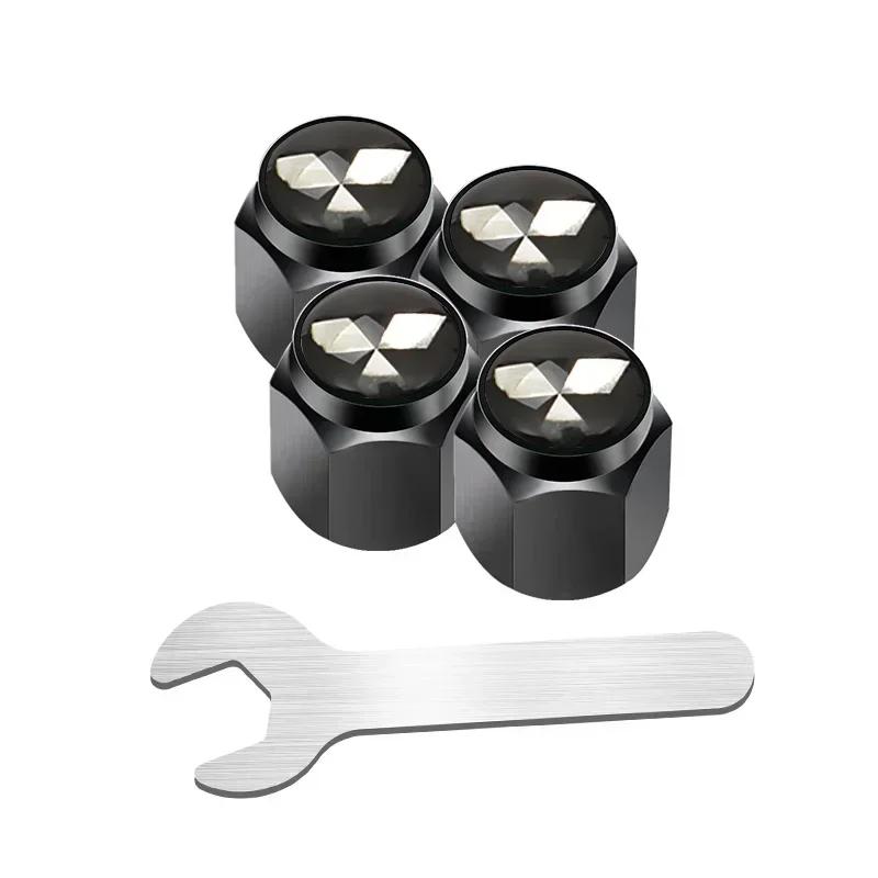 wzvc4 4pcs Alloy Car Tire Valve Caps Wheel Stem Air Covers for Mitsubishi Logo ASX Ralliart Outlander Lancer Pajero Eclipse Galant EVO