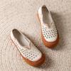 Новые балетки с круглым носком и V-образным вырезом, женские перфорированные мокасины, женские мокасины ручной работы из натуральной кожи, женские мягкие туфли для вождения